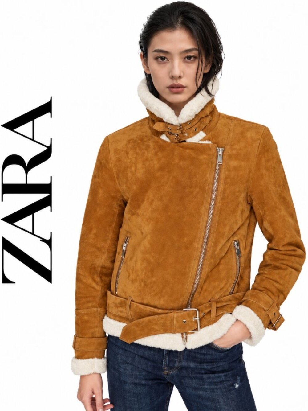 💋STUNNING!💋 Y2K Zara Genuine Leather Aviator Jacket